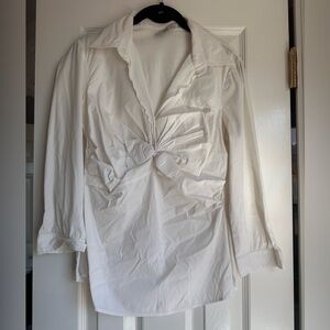Prada White Blouse Size 46 - has small stain shown in photos